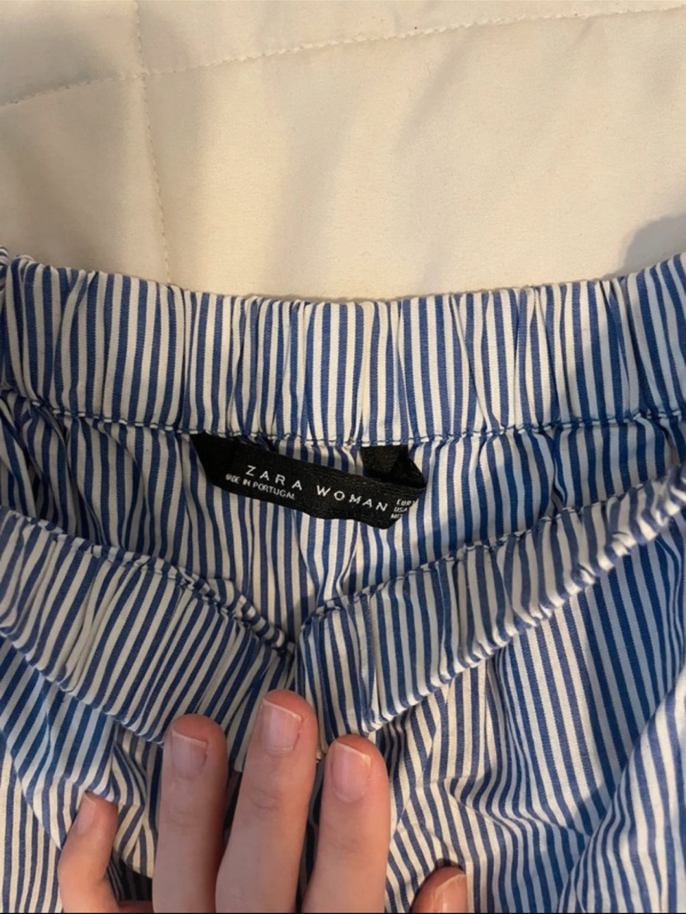Zara Blue and White Vertical Stripe Women’s Shorts